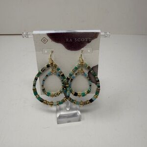 NEW Kendra Scott Bree Open Frame Wire Tear Drop Turquoise Blue Gold Earrings